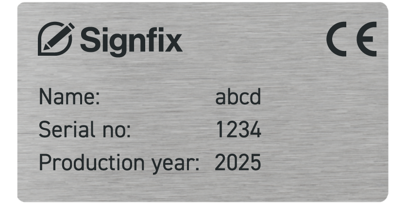 Märkskylt rostfritt stål, 60x35mm
