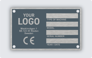 Maskinskylt infärgad aluminium 100x60mm