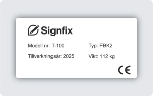 Maskinskylt graverad plast 100x50mm
