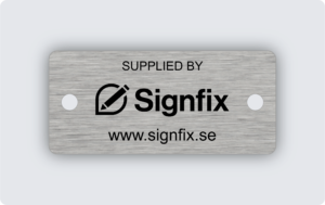 Märkskylt rostfritt stål 55x25mm